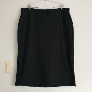 Pure Jill Maxi Skirt 3X Black Stetch Drawstring Pocket Pima Cotton Blend Slits